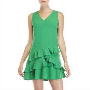 Eliza J Sleeveless Green Ruffle Hem Shift Dress - SIZE 6